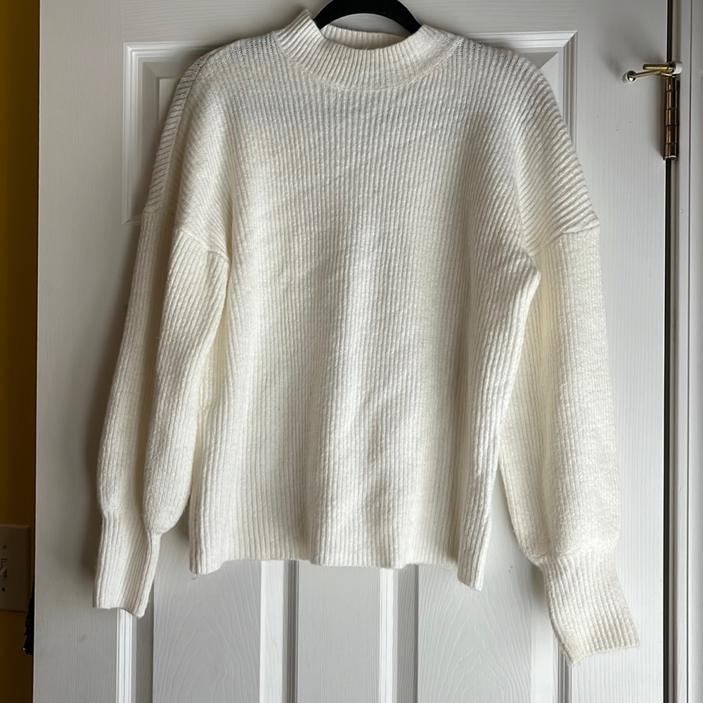 White open back sweater